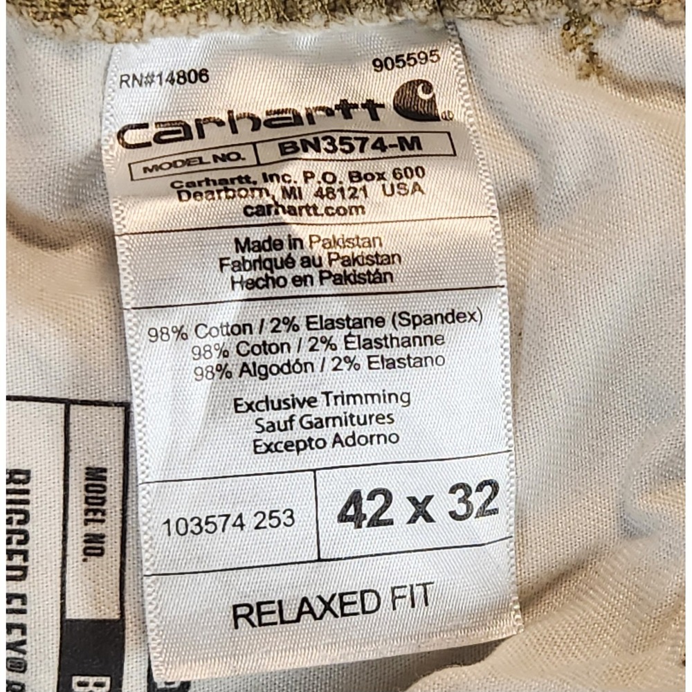 Carhartt Pants Mens 42x32 Beige Relaxed Straight Rigby Dungaree 103574 253 - Picture 8 of 10